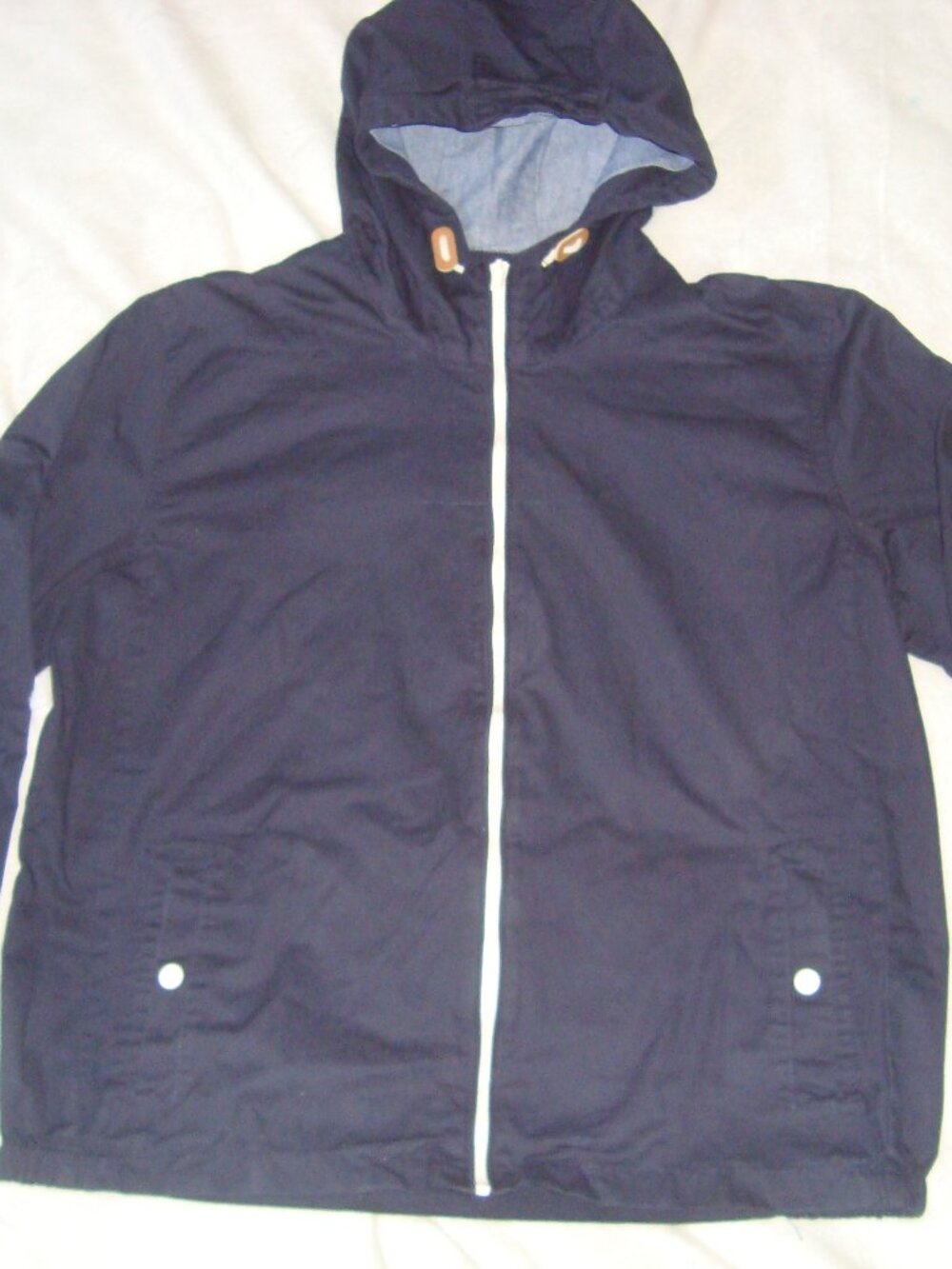 Craft + Flow Full Zip Hooded Windbreaker Jacket w/ Pockets Sz. XL Blue Pre-Owned